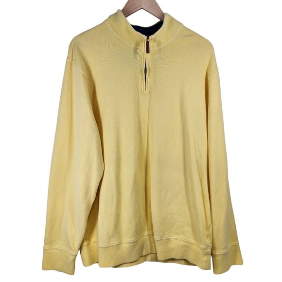 Lands' End‎ Men's Bedford Rib Quarter Zip Sweater Quarter Zip Yellow Men's XL/T - Picture 2 of 8